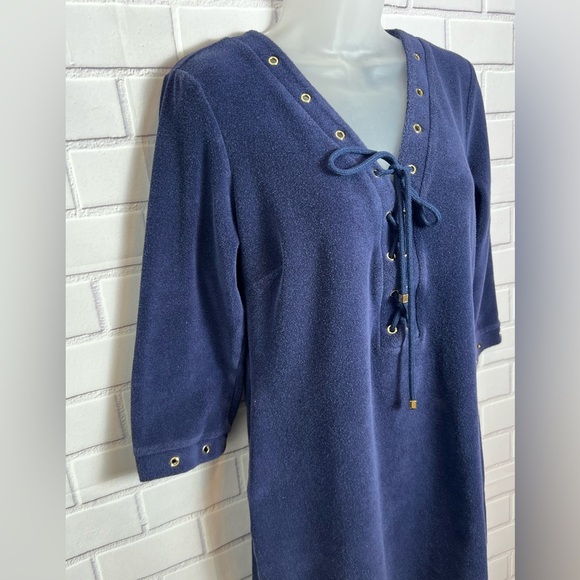 Boston Proper Dress Small Blue Swim Cover Up Lace Up Gold Rivets/size S - Picture 4 of 8